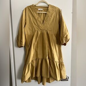 Mango Tan V-Neck Dress